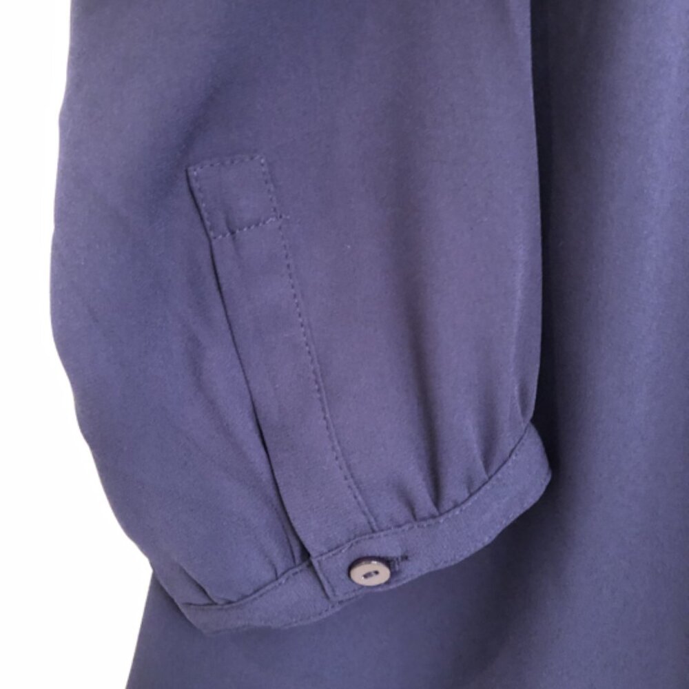NYDJ Pleat Back Blouse, Dark Blue, Medium - Picture 9 of 12